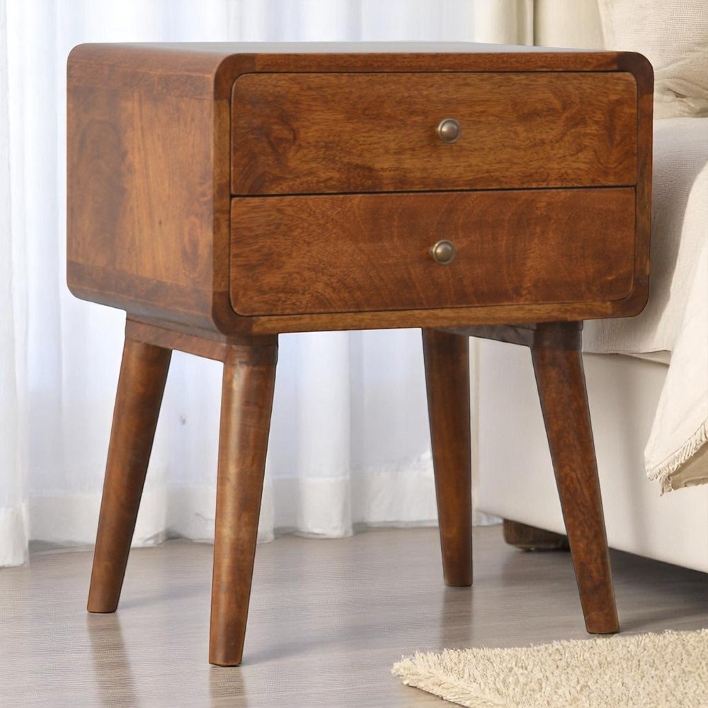 Chestnut Solid Wood Two Drawer Nightstand - 22-inch