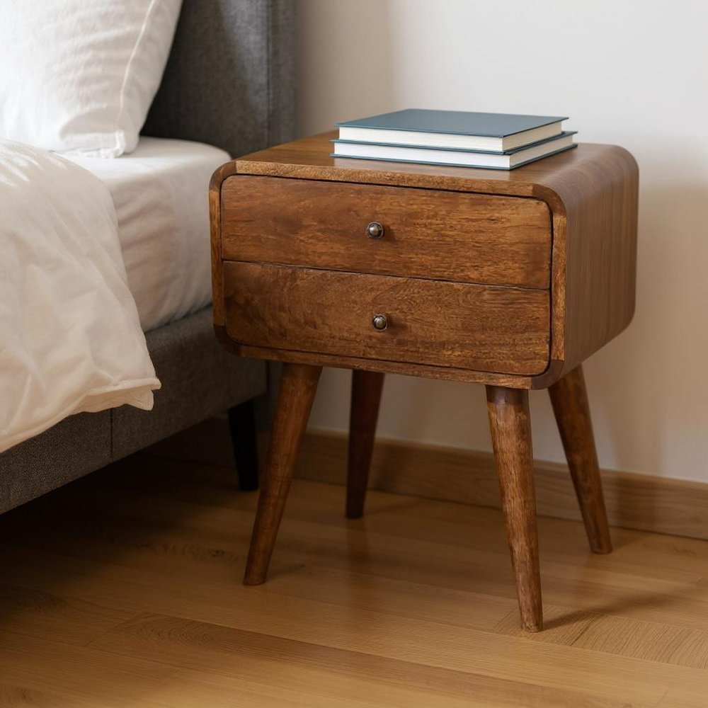 Chestnut Solid Wood Two Drawer Nightstand - 22-inch
