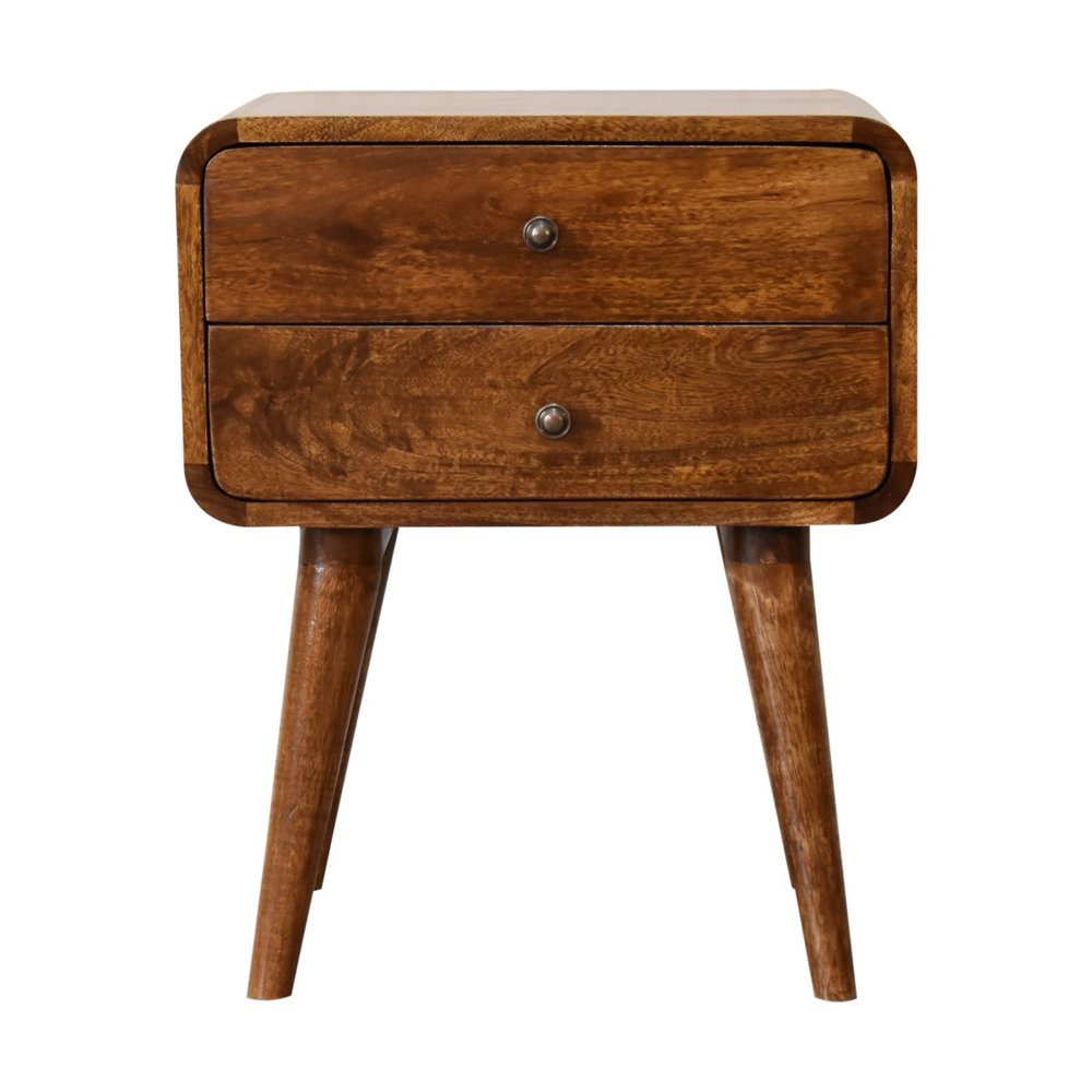 Chestnut Solid Wood Two Drawer Nightstand - 22-inch