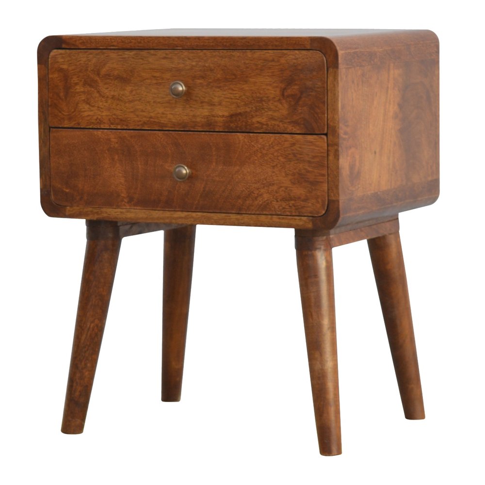 Chestnut Solid Wood Two Drawer Nightstand - 22-inch