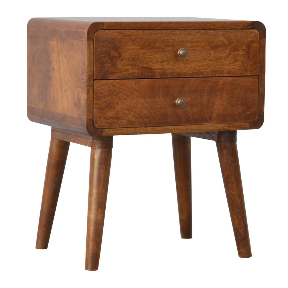 Chestnut Solid Wood Two Drawer Nightstand - 22-inch