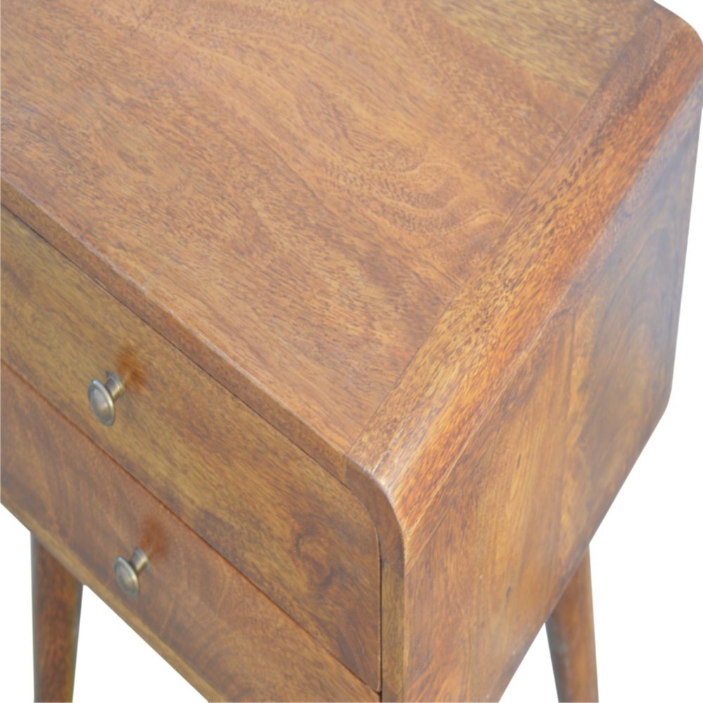 Chestnut Solid Wood Two Drawer Nightstand - 22-inch