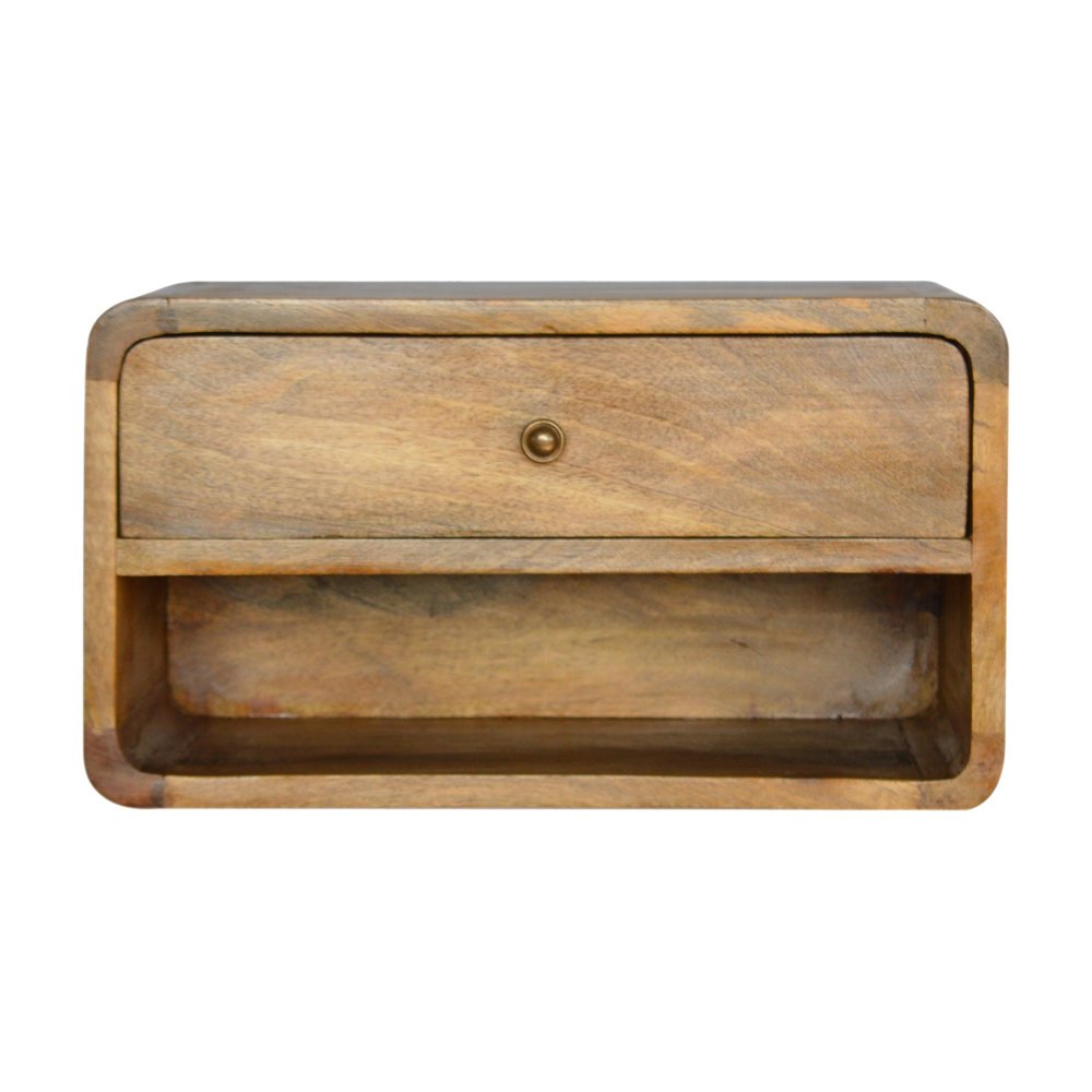Natural Solid Wood One Drawer Floating Nightstand - 18-inch