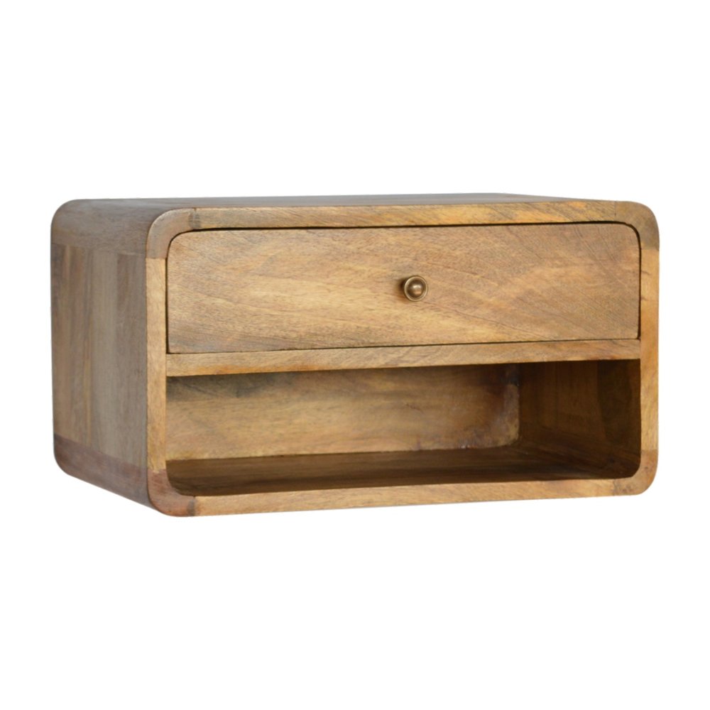 Natural Solid Wood One Drawer Floating Nightstand - 18-inch