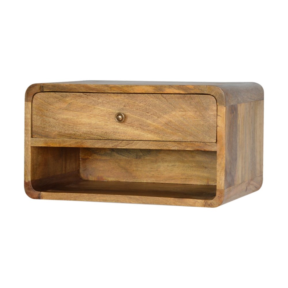 Natural Solid Wood One Drawer Floating Nightstand - 18-inch