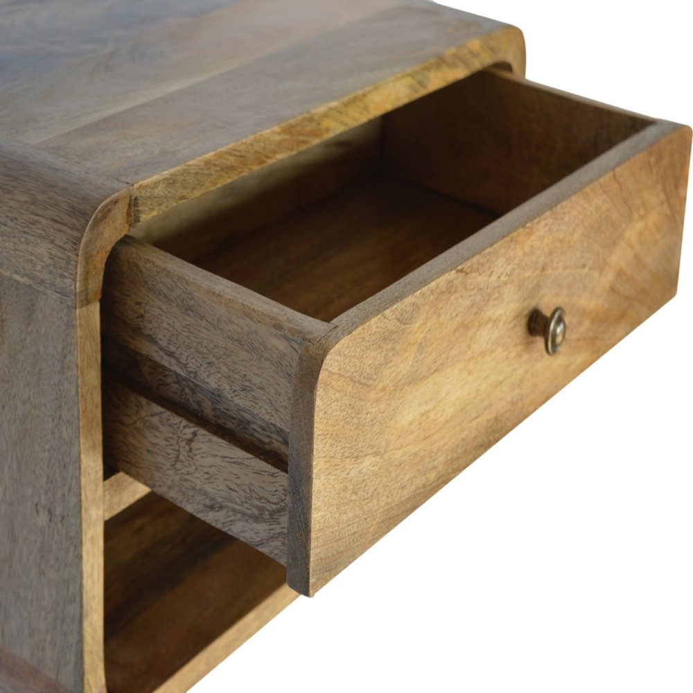 Natural Solid Wood One Drawer Floating Nightstand - 18-inch