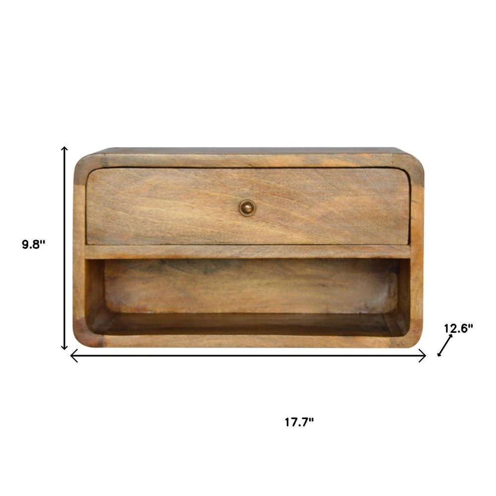 Natural Solid Wood One Drawer Floating Nightstand - 18-inch