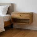 Natural Solid Wood One Drawer Floating Nightstand - 18-inch