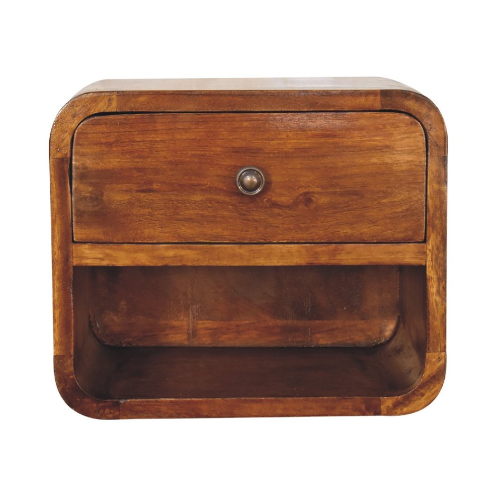 Chestnut Solid Wood One Drawer Floating Nightstand - 12-inch