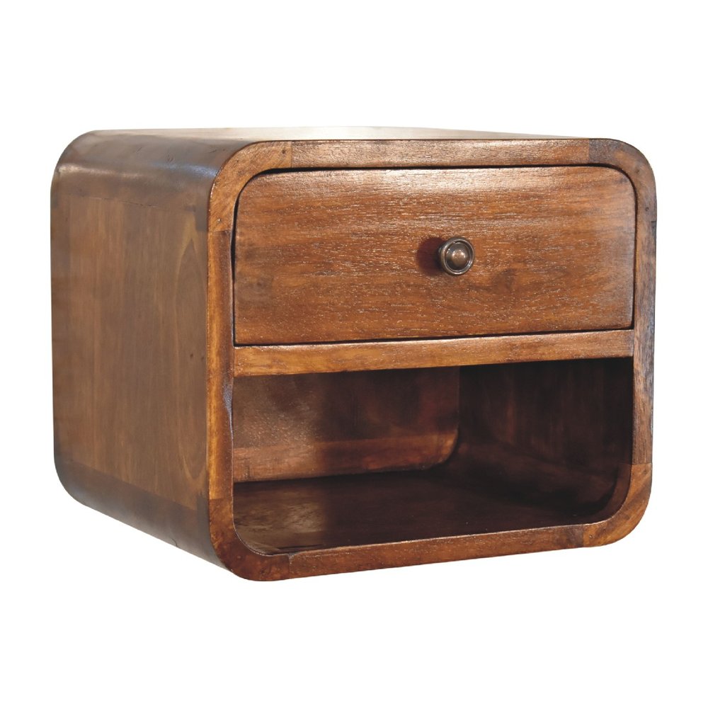 Chestnut Solid Wood One Drawer Floating Nightstand - 12-inch