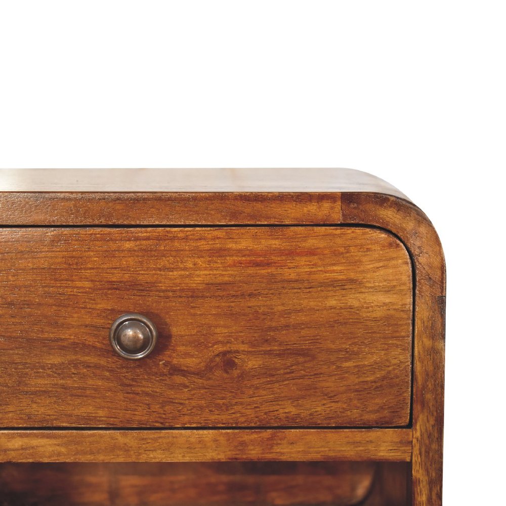 Chestnut Solid Wood One Drawer Floating Nightstand - 12-inch