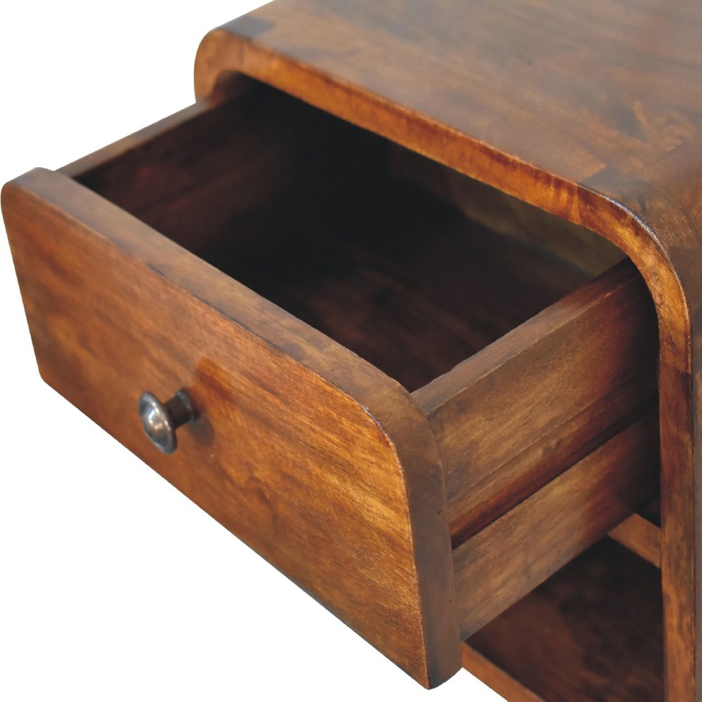 Chestnut Solid Wood One Drawer Floating Nightstand - 12-inch