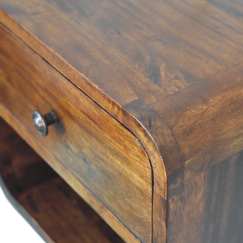 Chestnut Solid Wood One Drawer Floating Nightstand - 12-inch