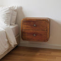 Chestnut Solid Wood Two Drawer Floating Nightstand - 12-inch
