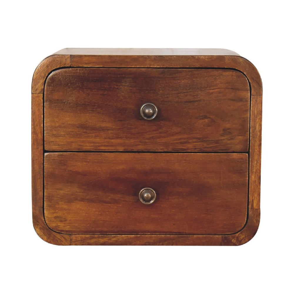Chestnut Solid Wood Two Drawer Floating Nightstand - 12-inch