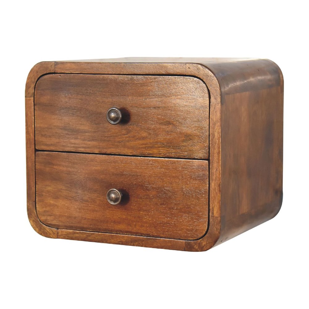Chestnut Solid Wood Two Drawer Floating Nightstand - 12-inch