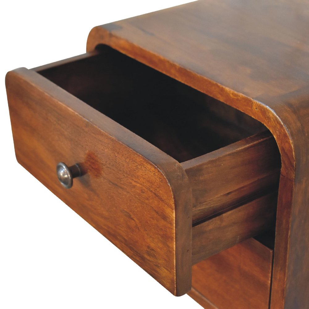Chestnut Solid Wood Two Drawer Floating Nightstand - 12-inch