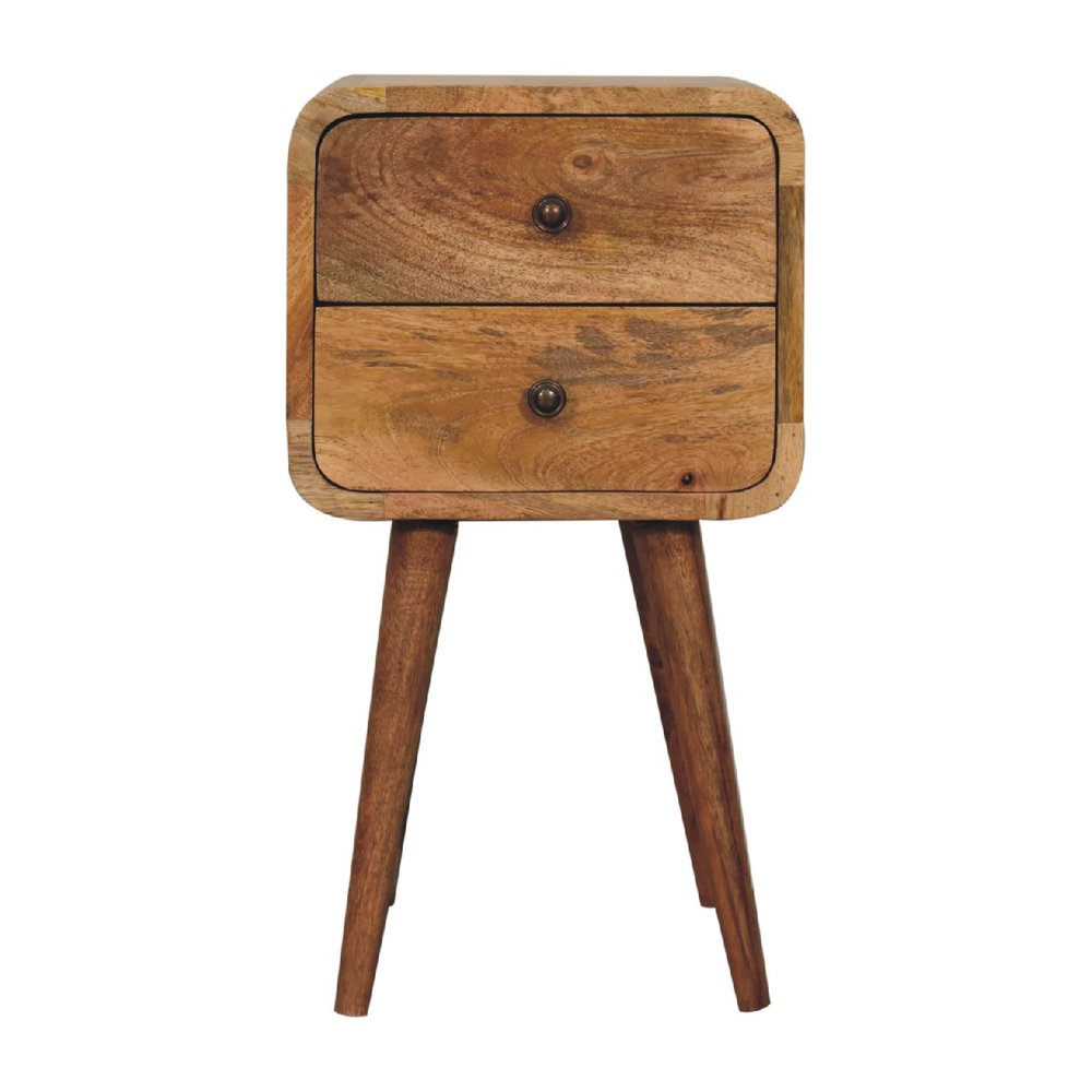 Oak Solid Wood Square Two Drawer Nightstand - 22-inch