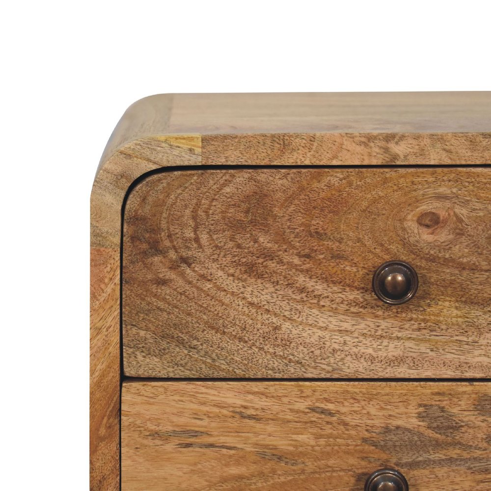 Oak Solid Wood Square Two Drawer Nightstand - 22-inch
