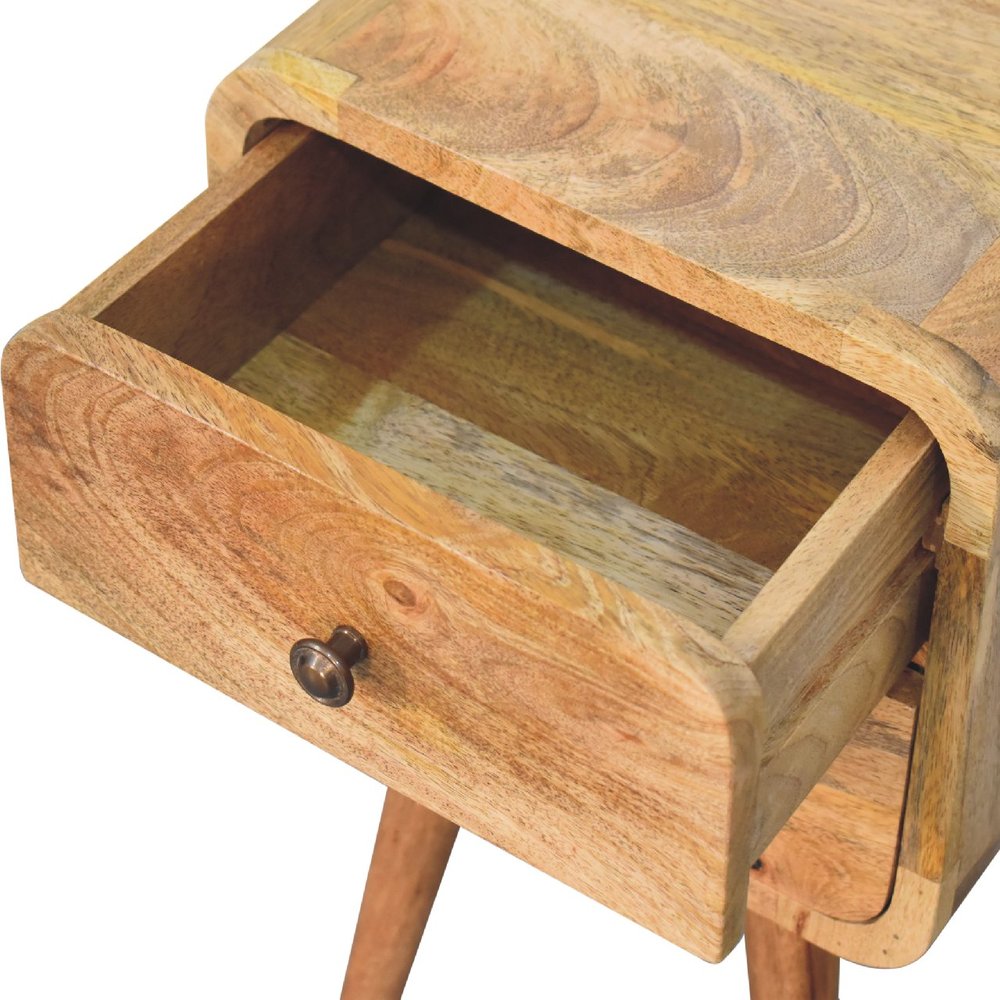 Oak Solid Wood Square Two Drawer Nightstand - 22-inch