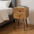 Oak Solid Wood Square Two Drawer Nightstand - 22-inch