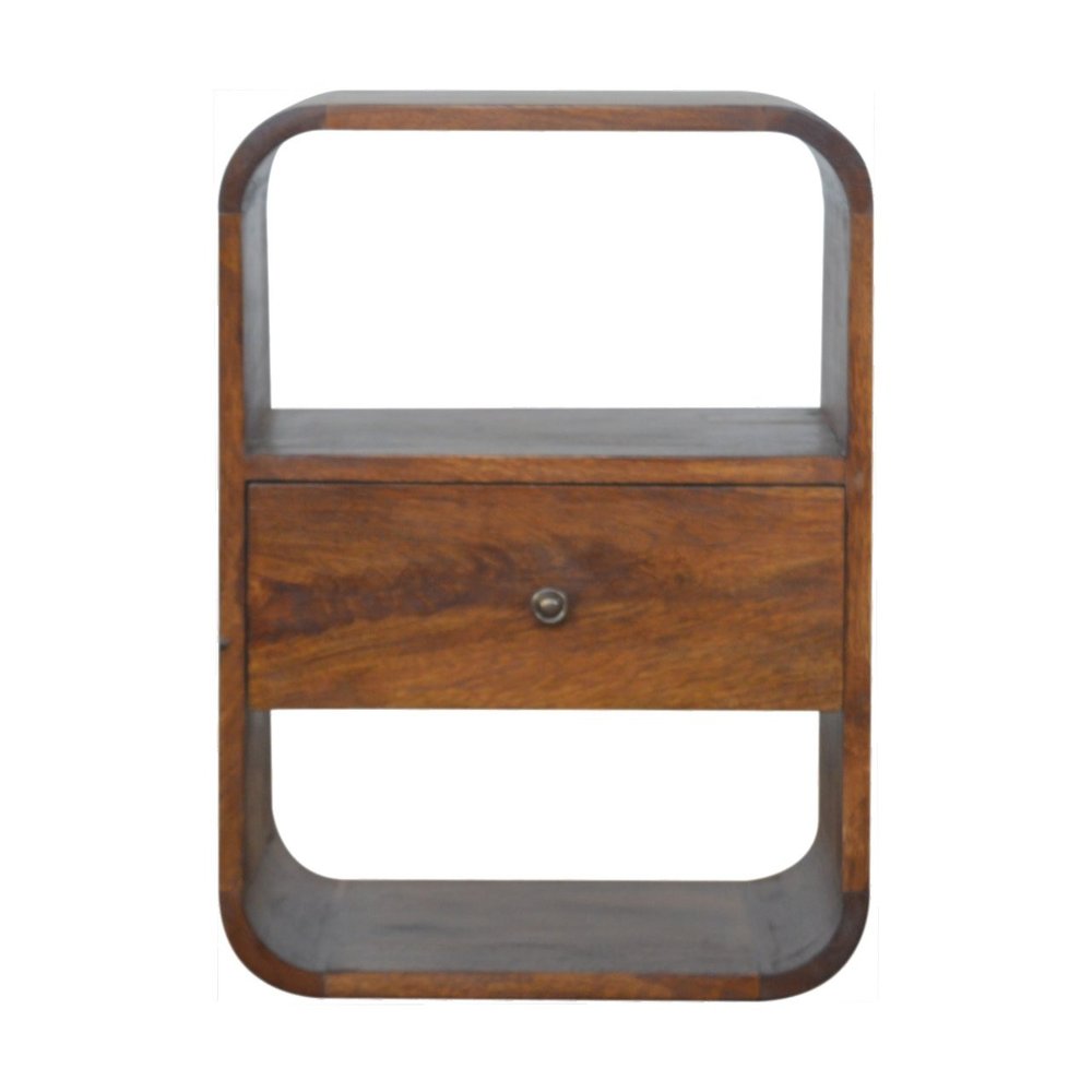Brown Solid Wood One Drawer Nightstand - 22-inch