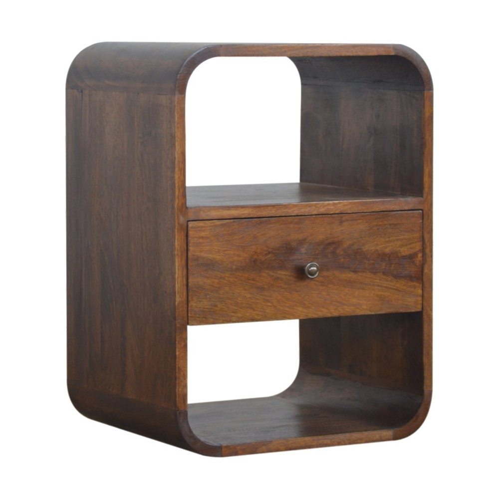 Brown Solid Wood One Drawer Nightstand - 22-inch
