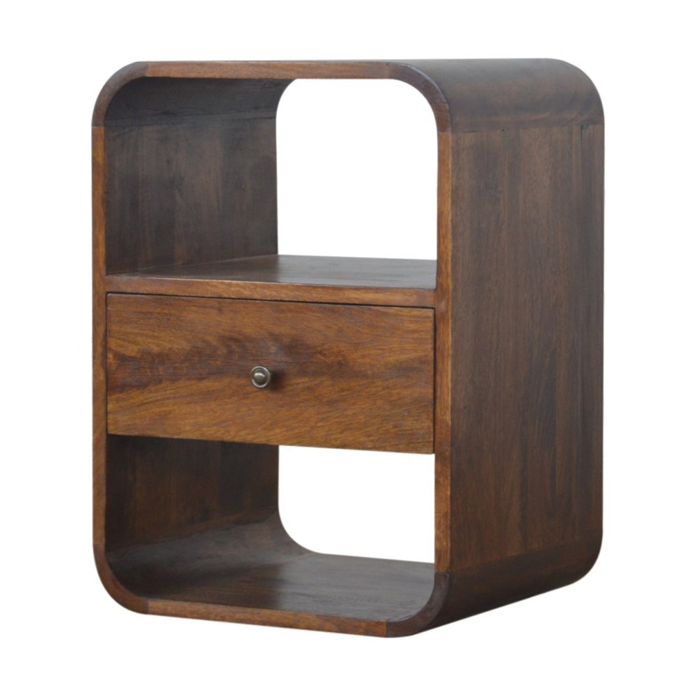 Brown Solid Wood One Drawer Nightstand - 22-inch