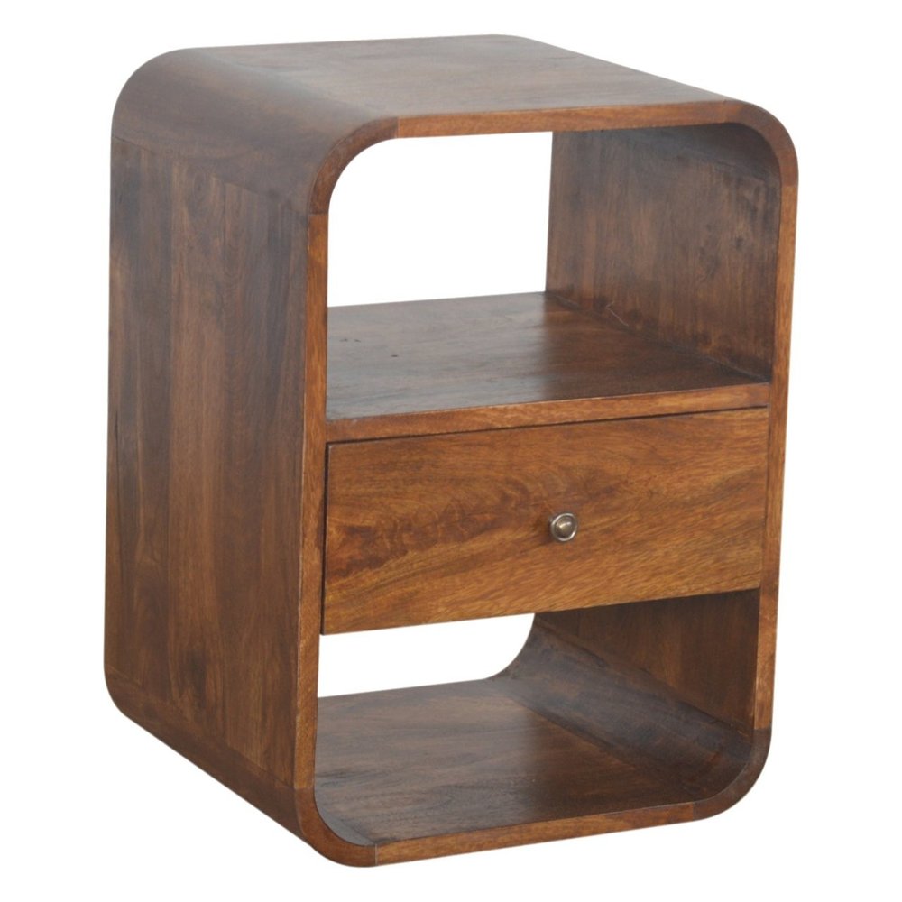 Brown Solid Wood One Drawer Nightstand - 22-inch