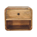 Oak Solid Wood One Drawer Floating Nightstand - 12-inch