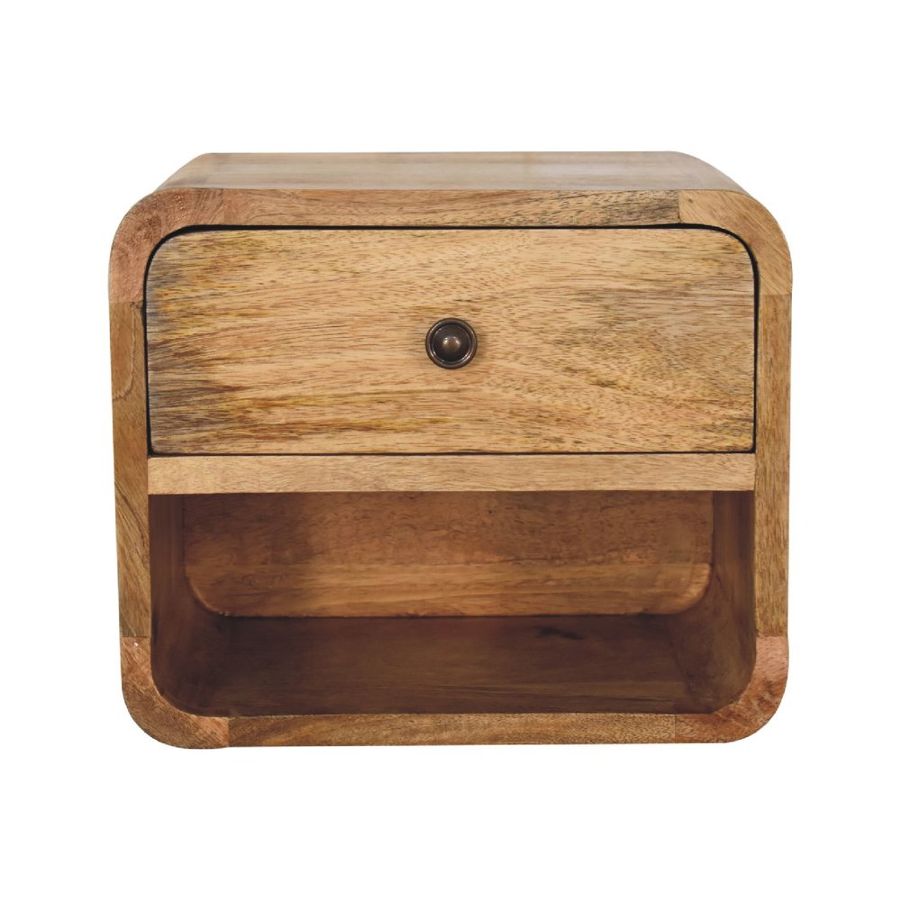 Oak Solid Wood One Drawer Floating Nightstand - 12-inch