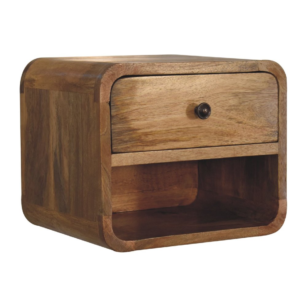 Oak Solid Wood One Drawer Floating Nightstand - 12-inch