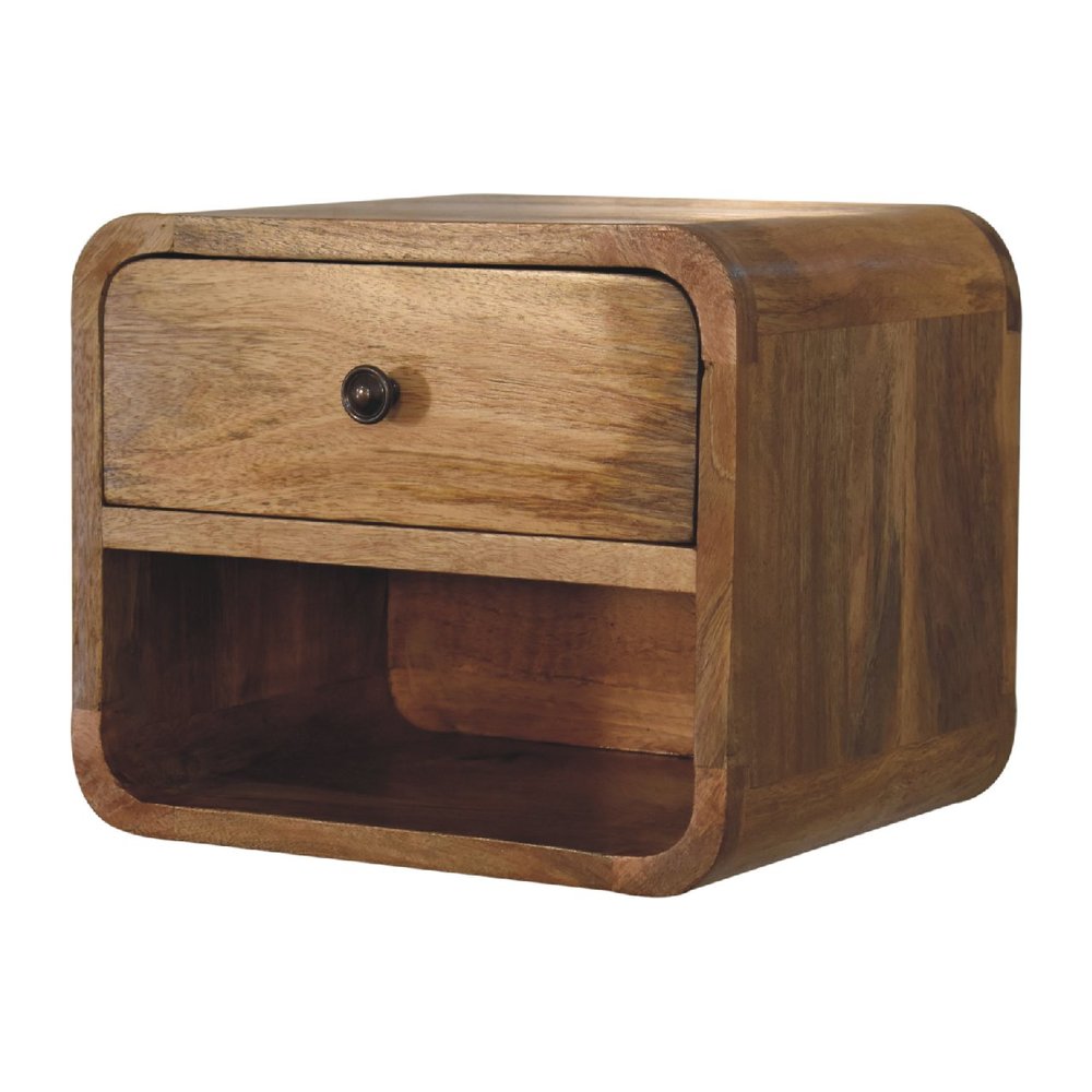 Oak Solid Wood One Drawer Floating Nightstand - 12-inch
