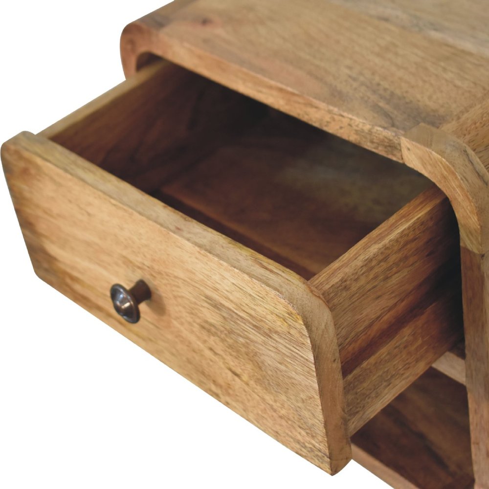 Oak Solid Wood One Drawer Floating Nightstand - 12-inch