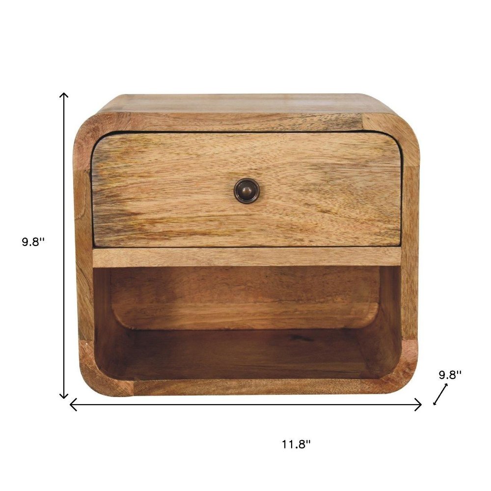 Oak Solid Wood One Drawer Floating Nightstand - 12-inch