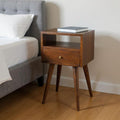 Chestnut Solid Wood Square One Drawer Nightstand - 22-inch