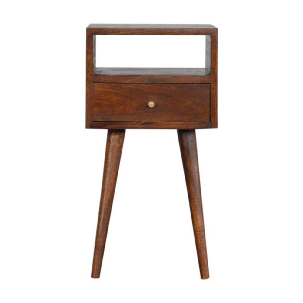 Chestnut Solid Wood Square One Drawer Nightstand - 22-inch