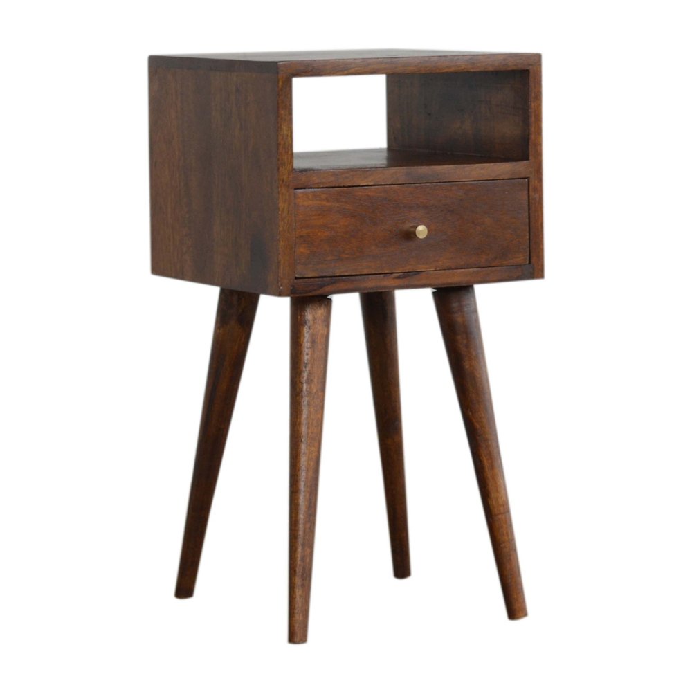Chestnut Solid Wood Square One Drawer Nightstand - 22-inch