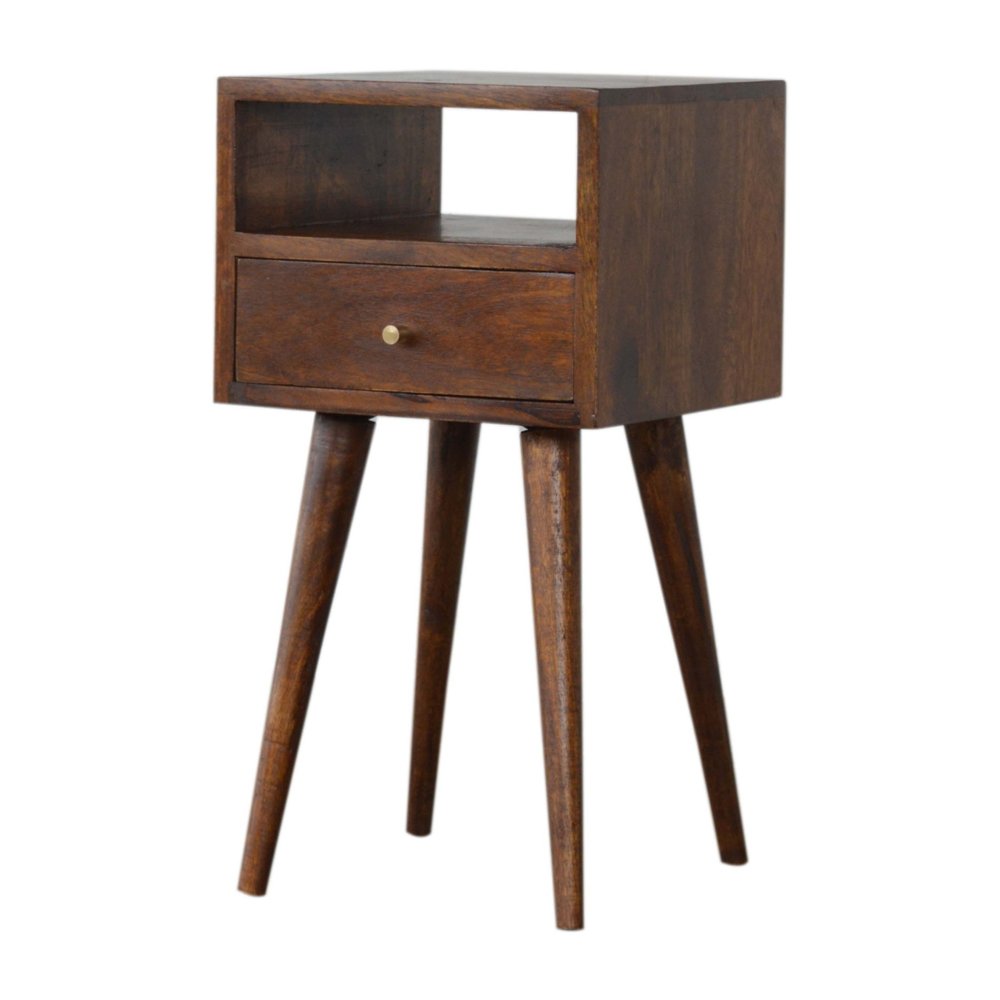 Chestnut Solid Wood Square One Drawer Nightstand - 22-inch