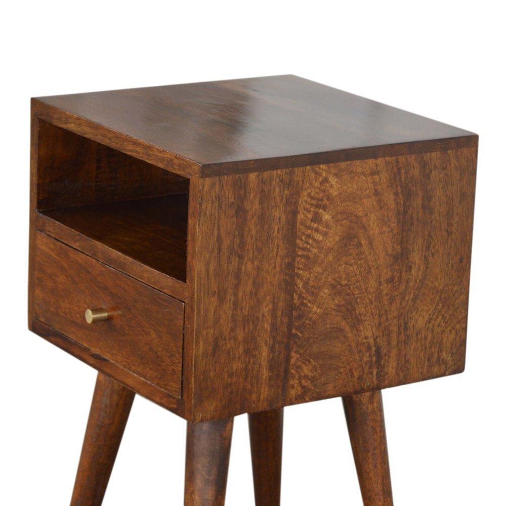 Chestnut Solid Wood Square One Drawer Nightstand - 22-inch
