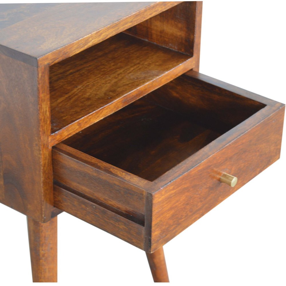 Chestnut Solid Wood Square One Drawer Nightstand - 22-inch