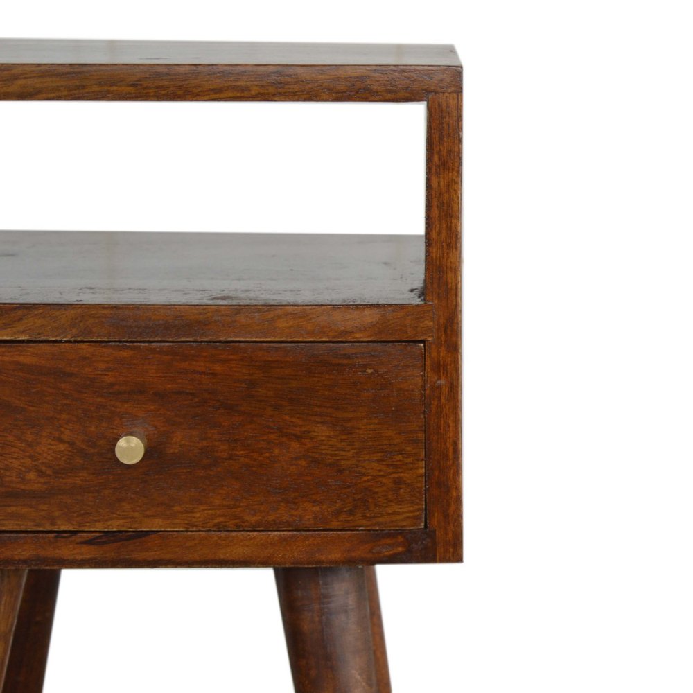 Chestnut Solid Wood Square One Drawer Nightstand - 22-inch