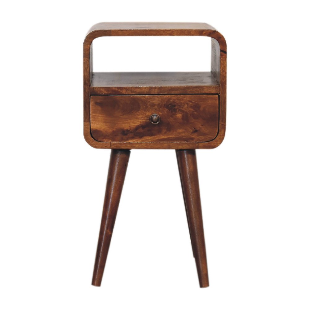 Chestnut Solid Wood Square One Drawer Nightstand - 22-inch