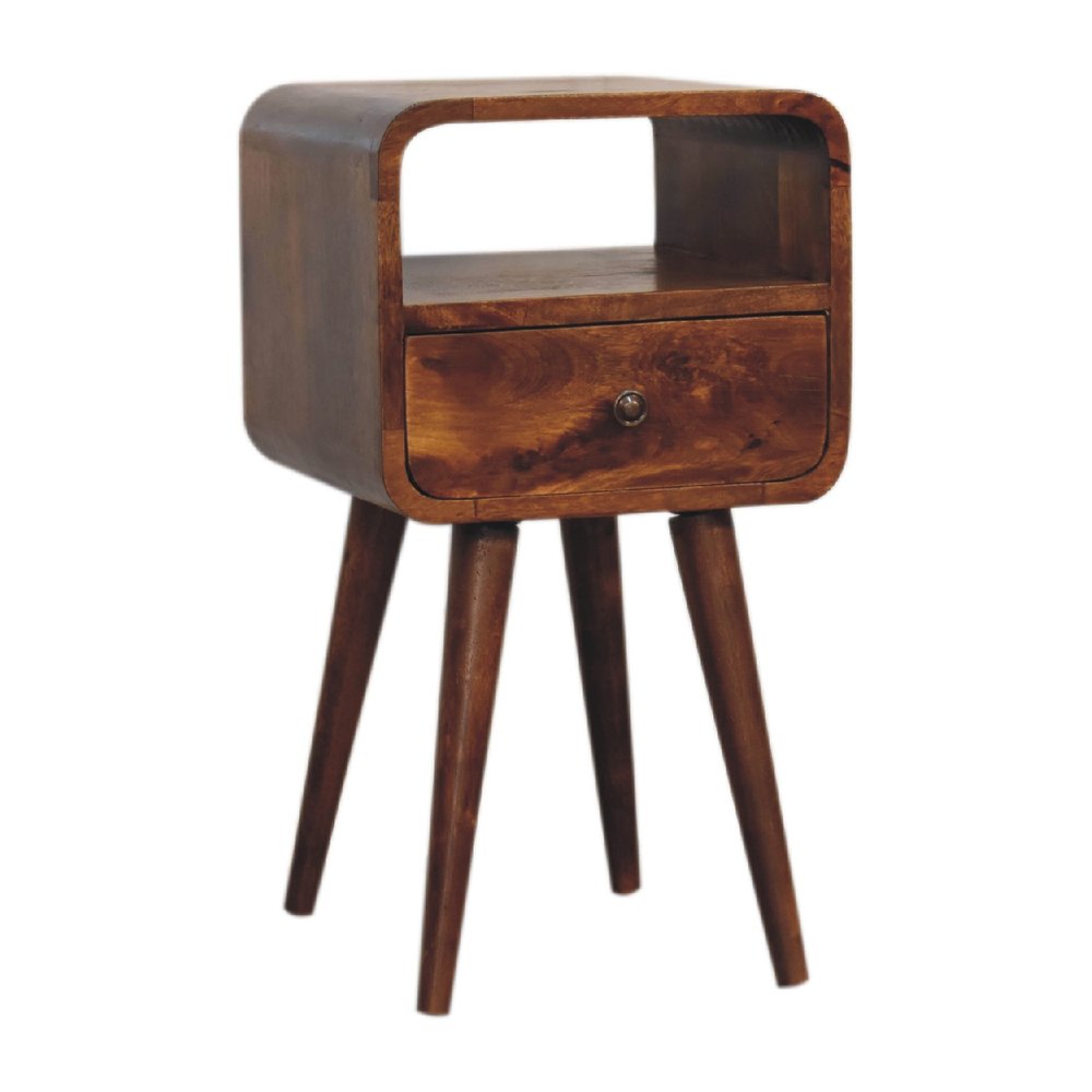 Chestnut Solid Wood Square One Drawer Nightstand - 22-inch