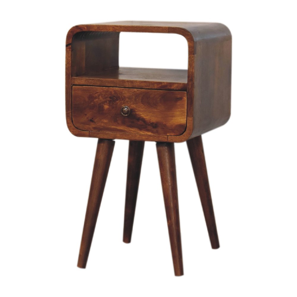 Chestnut Solid Wood Square One Drawer Nightstand - 22-inch