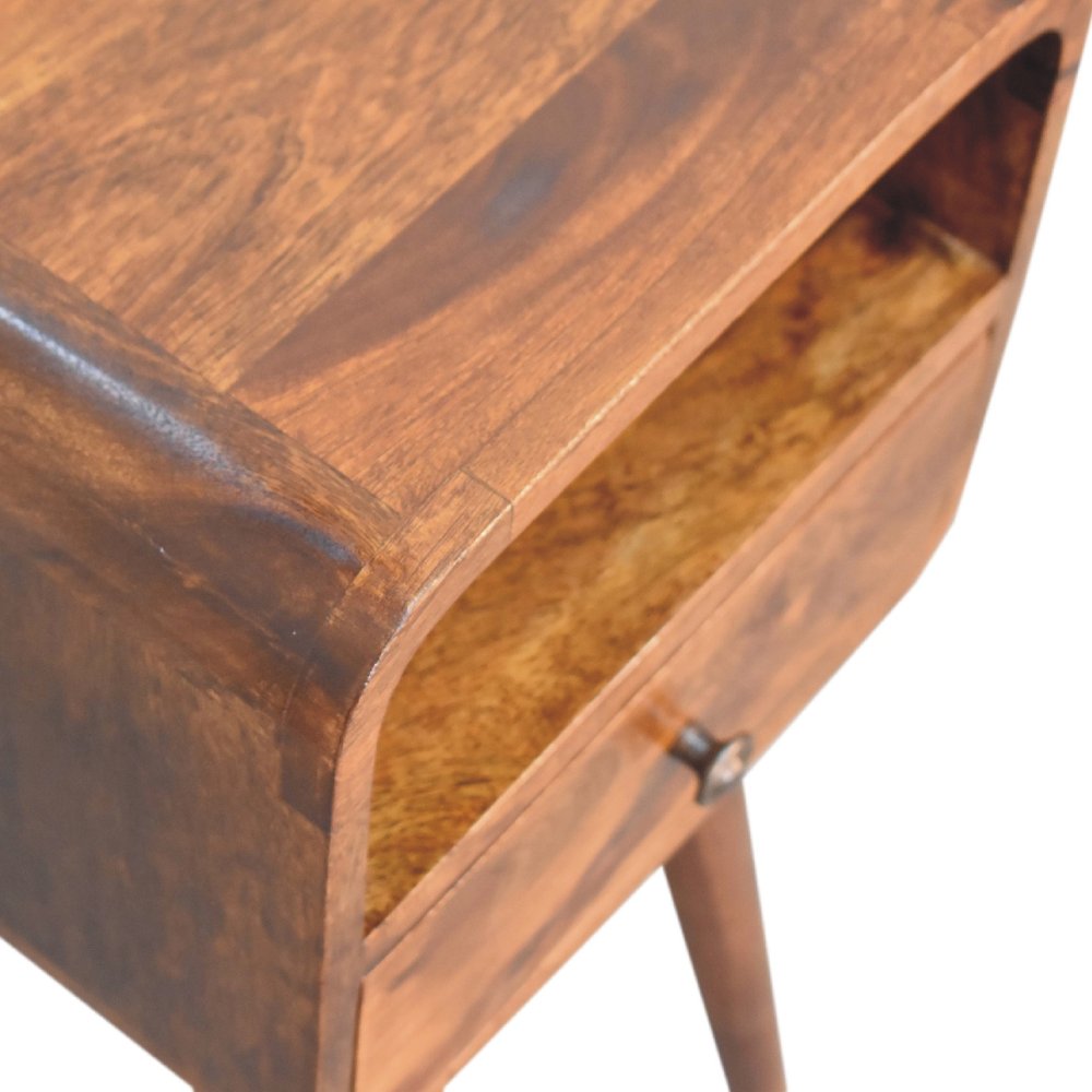 Chestnut Solid Wood Square One Drawer Nightstand - 22-inch