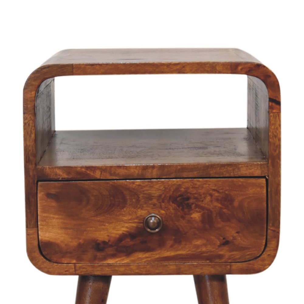 Chestnut Solid Wood Square One Drawer Nightstand - 22-inch