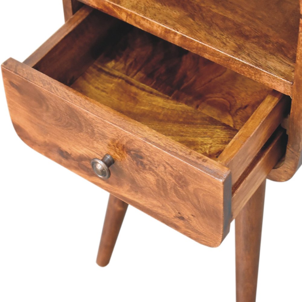 Chestnut Solid Wood Square One Drawer Nightstand - 22-inch