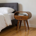 Brown Solid Wood Oval One Drawer Nightstand - 21-inch