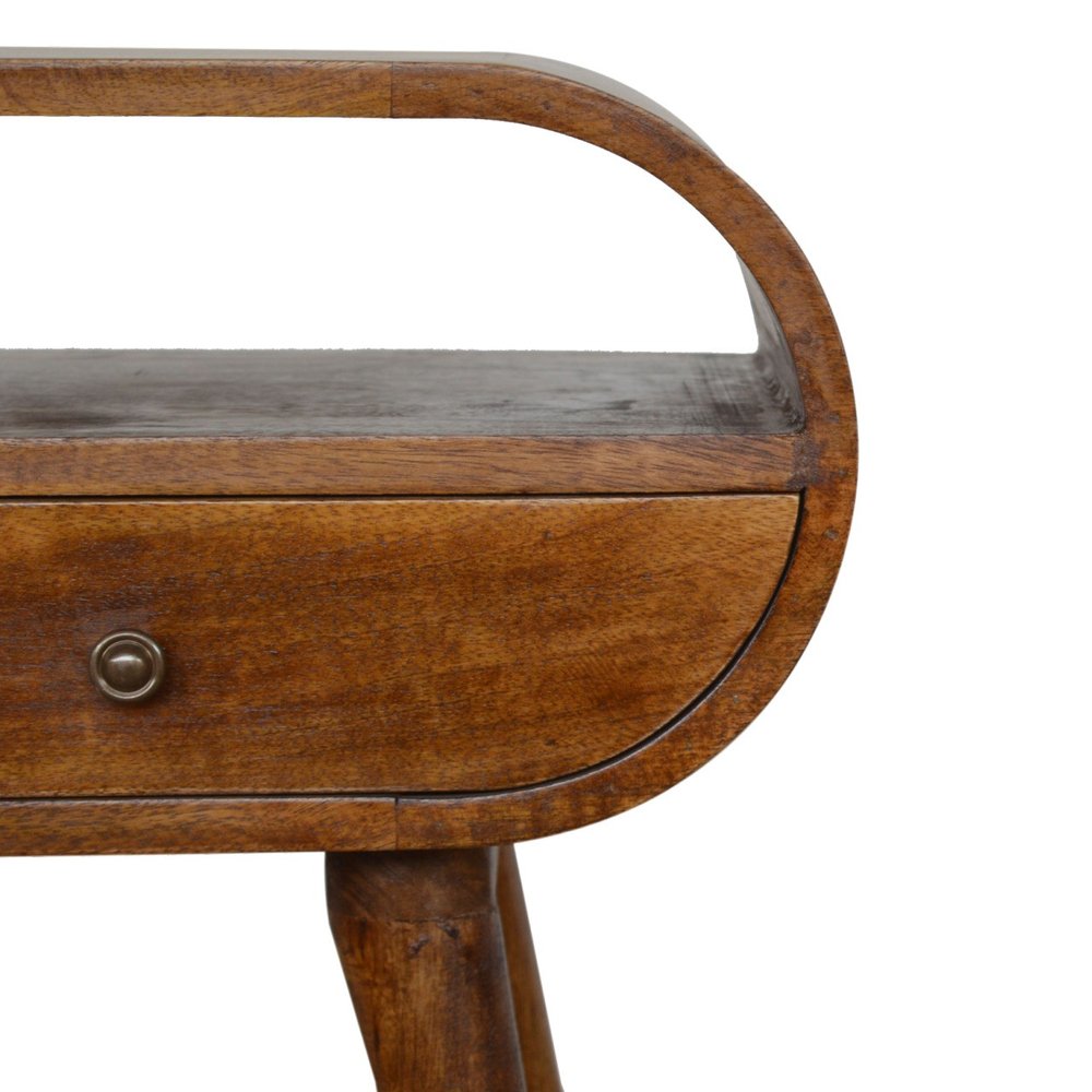 Brown Solid Wood Oval One Drawer Nightstand - 21-inch